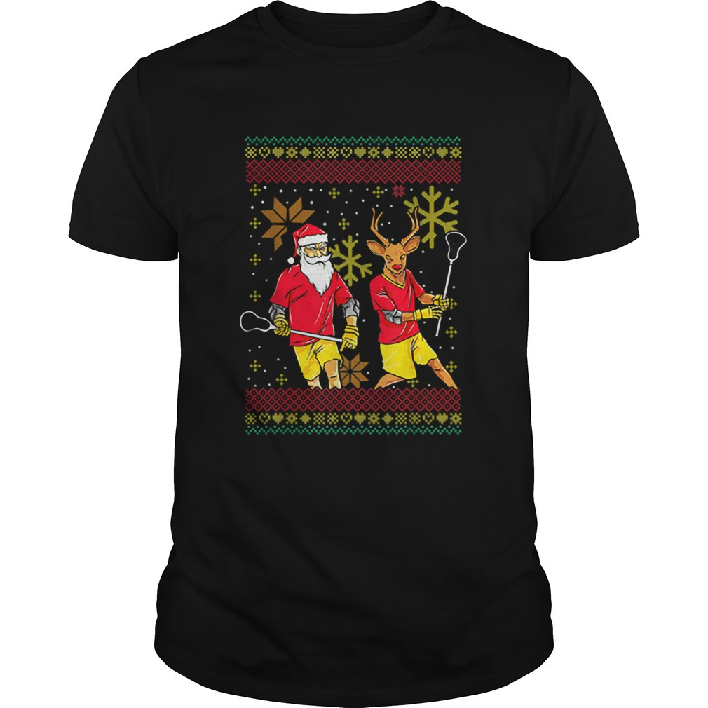 Merry Laxmas Christmas Lacrosse Player Reindeer Santa Claus Shirt